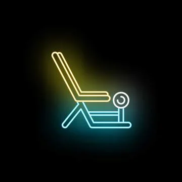 Neon leg extension machine glowing gym workout icon Stock Illustration