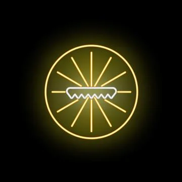 Neon lemon slice with bright yellow glow Stock Illustration