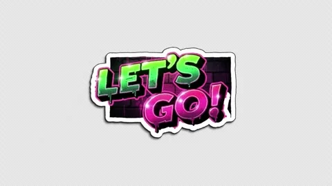 Neon Let's Go Wiggle Sticker, Doodle Style Stock Footage 321054532