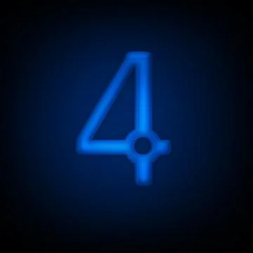 Neon Letter 4 Stock Illustration