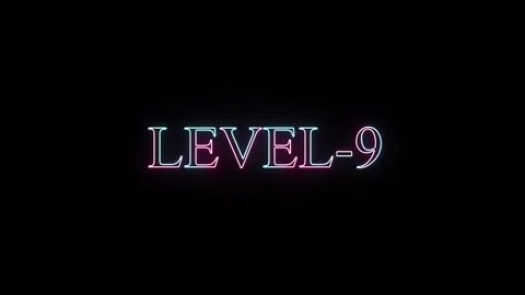 Neon lettering level nine displaying on black background with colorful glow.. Stock Footage 331531008
