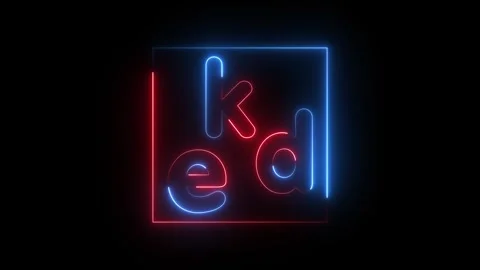 Neon letters ked inside a glowing square frame 库存影片 345626700