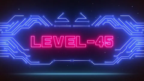 Neon Level 45 Gaming Interface for Sapphire Milestones &amp; Streaming Tutorials Stock Footage 327631334