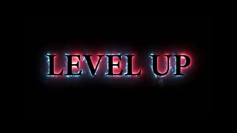 Neon Level Up text font animation Isolated on Black Background Video stock 321478537