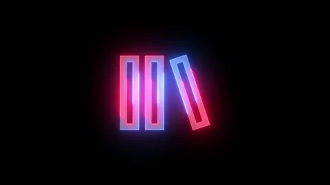 Neon library icon blue red color glowing animation black background Stock Footage 267967016