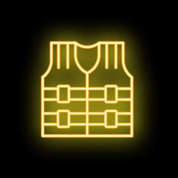 Neon life jacket glowing on black background Stock Illustration