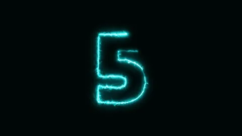 Neon light 10 second countdown animation on black background. 4K 60 FPS Stock Footage 220047413