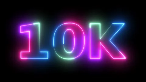 Neon Light 10K Sign Dynamic Animation Loop on Black Background Vibrant Glow.. Vidéo 330418196
