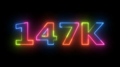 Neon Light 147K Counter Motion Graphic Animation on Black Background Vidéo 330413125