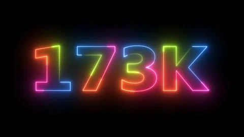 Neon Light 173K Counter Dynamic Glow Motion Graphics Black Screen Backdrop Vídeos de archivo 330415461