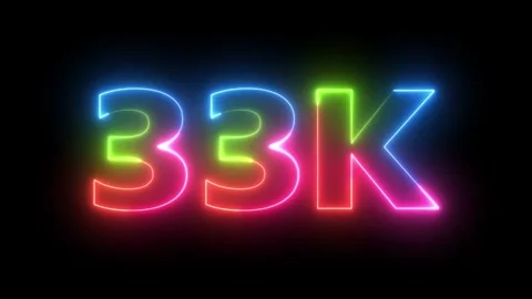 Neon Light 33K Text Animation on Black Background Digital Counter Glowing N.. Vidéo 330418820