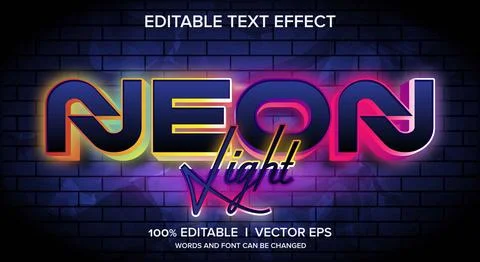 Neon light 3d vector text effect with modern style design Stock Illustration