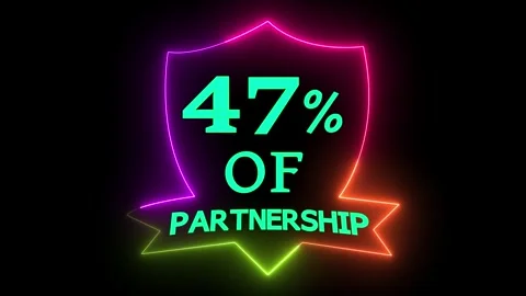 Neon Light 47% Partnership Display Animation Sign Glowing Business Agreemen.. Stock Footage 329543239