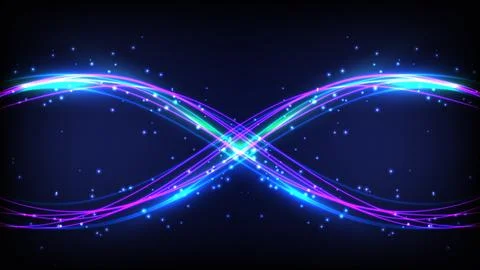 Neon Light Abstract Background Glowing Vibrant Blue and Magenta Symmetrical.. Stock Illustration