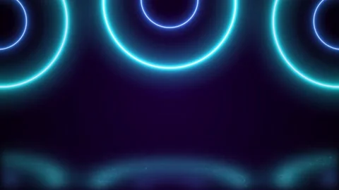 Neon light abstract background. Rings, circles, laser show Stock Footage 183672320