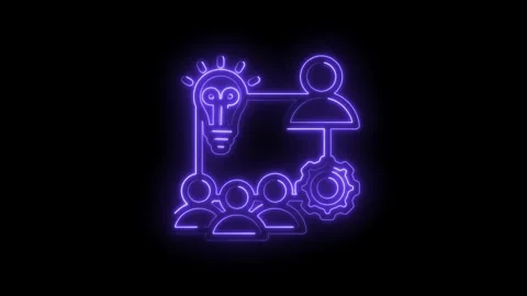 Neon light abstract icon representing teamwork collaboration innovation ide.. Stock Footage 346129242