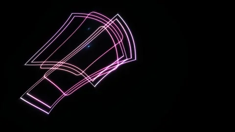 Neon light abstract shapes glowing on black background. Stock Footage 337482760