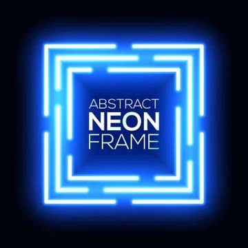 Neon light abstract squares. Square background. Stock Illustration