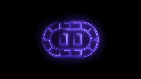 Neon light abstract swimming pool outline glows purple in a dark background Stock Footage 314536468