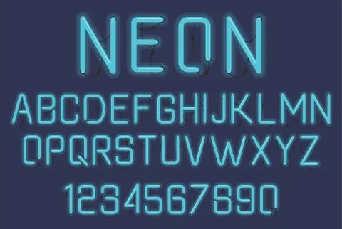 Neon Light Alphabet Stock Illustration
