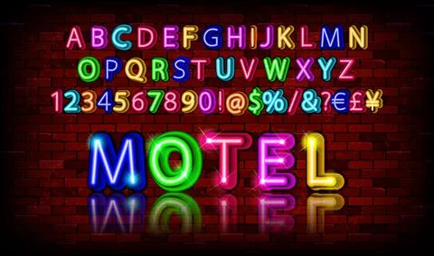 Neon light alphabet, Stock-Illustration