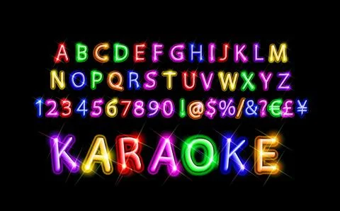Neon Light Alphabet Vector Font Stock Illustration