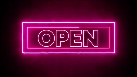 Neon light and message open Vídeo Stock 295581435