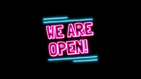 Neon light and message We are open Vídeo Stock 295581432
