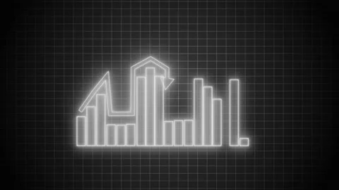 Neon Light Animated Bar Chart on Dark Background Video stock 318103755