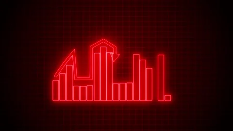 Neon Light Animated Bar Chart on Dark Background Stock Footage 318103773