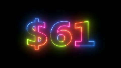 Neon Light Animated Sixty-One Dollar Sign Vibrant Glowing Digit Motion Graphi Vidéo 330415375