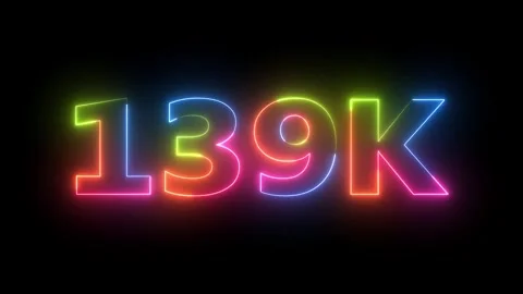 Neon Light Animated Text 139K Followers or Likes Celebration  Video stock 330420240
