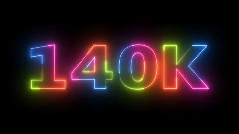 Neon Light Animated Text 140K Followers or Likes Celebration  Stockbeeldmateriaal 330420357