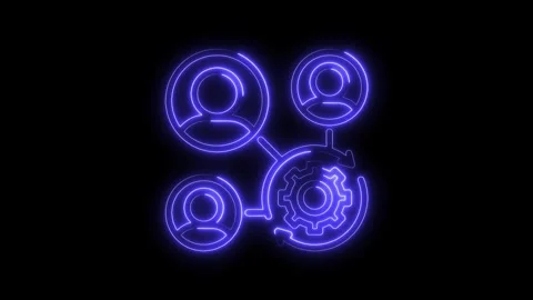 Neon light animation showing teamwork and processing for business and techn.. Stock Footage 312317657
