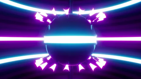 Neon Light Beam Disco Ball VJ Loop Stock Footage 265247254
