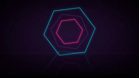 Neon light beams with hexagon stage Stock Footage 339322672