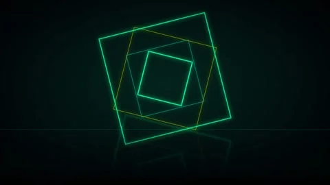 Neon light beams with square stage matrix Video stock 339322675