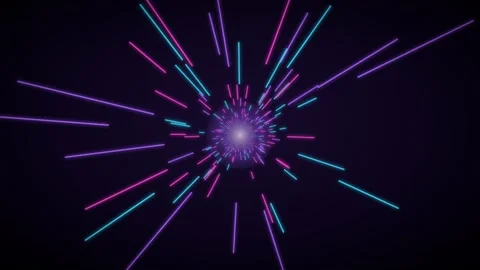 Neon light beams with warp corridor Video stock 339322676