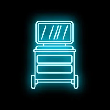 Neon light beauty dressing table icon Stock Illustration
