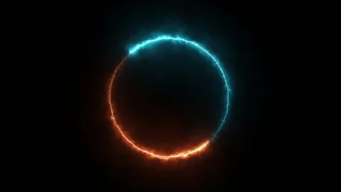 Neon light blue orange with glow circle seamless loop, Circular loading bar. Stock Footage 232064805
