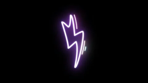 Neon light bolt icon motion video Stock Footage 294277725