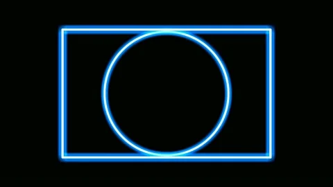 Neon light border animation on black background.Rectangle and circle shape Stock Footage 171182238