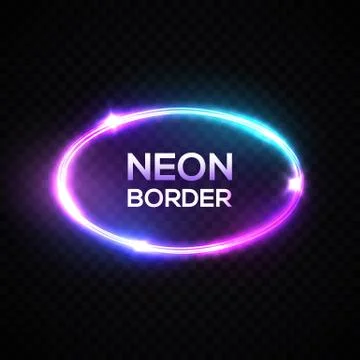 Neon light border. Oval frame with glowing Stock Illustration