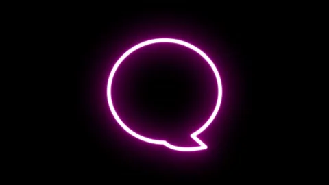 Neon Light Bubble Icon Animation on a Black Background, Message or Talk Icon Stock Footage 296408486