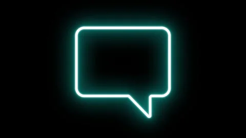 Neon Light Bubble Icon Animation on a Black Background, Message or Talk Icon Stock Footage 296408496