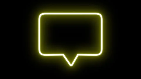 Neon Light Bubble Icon Animation on a Black Background, Message or Talk Icon Stock Footage 296408506