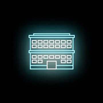 Neon light building icon creating modern urban architecture Ilustração Stock