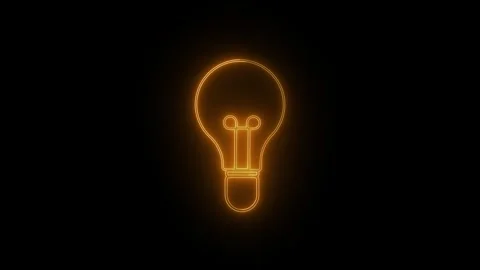 Neon light bulb animation on black background. Neon light bulb glowing inno.. Stock Footage 336896163