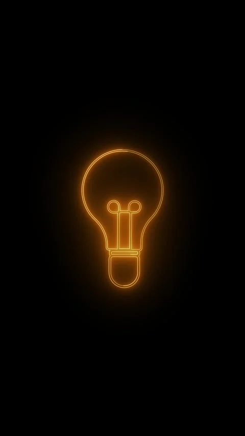 Neon light bulb animation on black background. Neon light bulb glowing inno.. Stock Footage 345967329