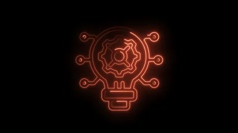 Neon light bulb with gear rotating concept of new ideas and innovation tech.. Stock Footage 312305827